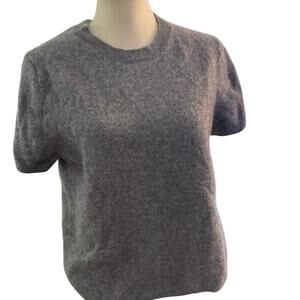 Quince 100% Cashmere Sweater 3X Soft Gray Short Sleeve Crewneck Luxe Soft